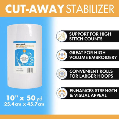 Therm O Web Cut Away Machine Embroidery Stabilizer by HeatnBond - 12 inch x 50 yard Roll Medium Weight 2.5 Ounce Q7515